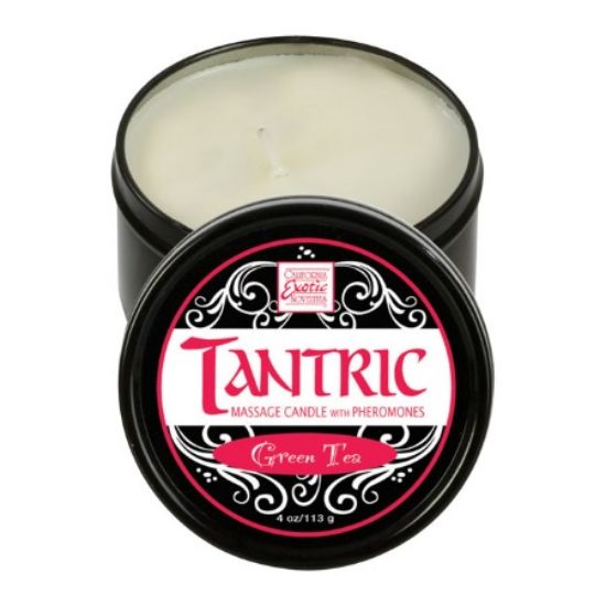 Attēls Masāžas svece Tantric massage candle with pheromones (0782) 113g. Green tea
